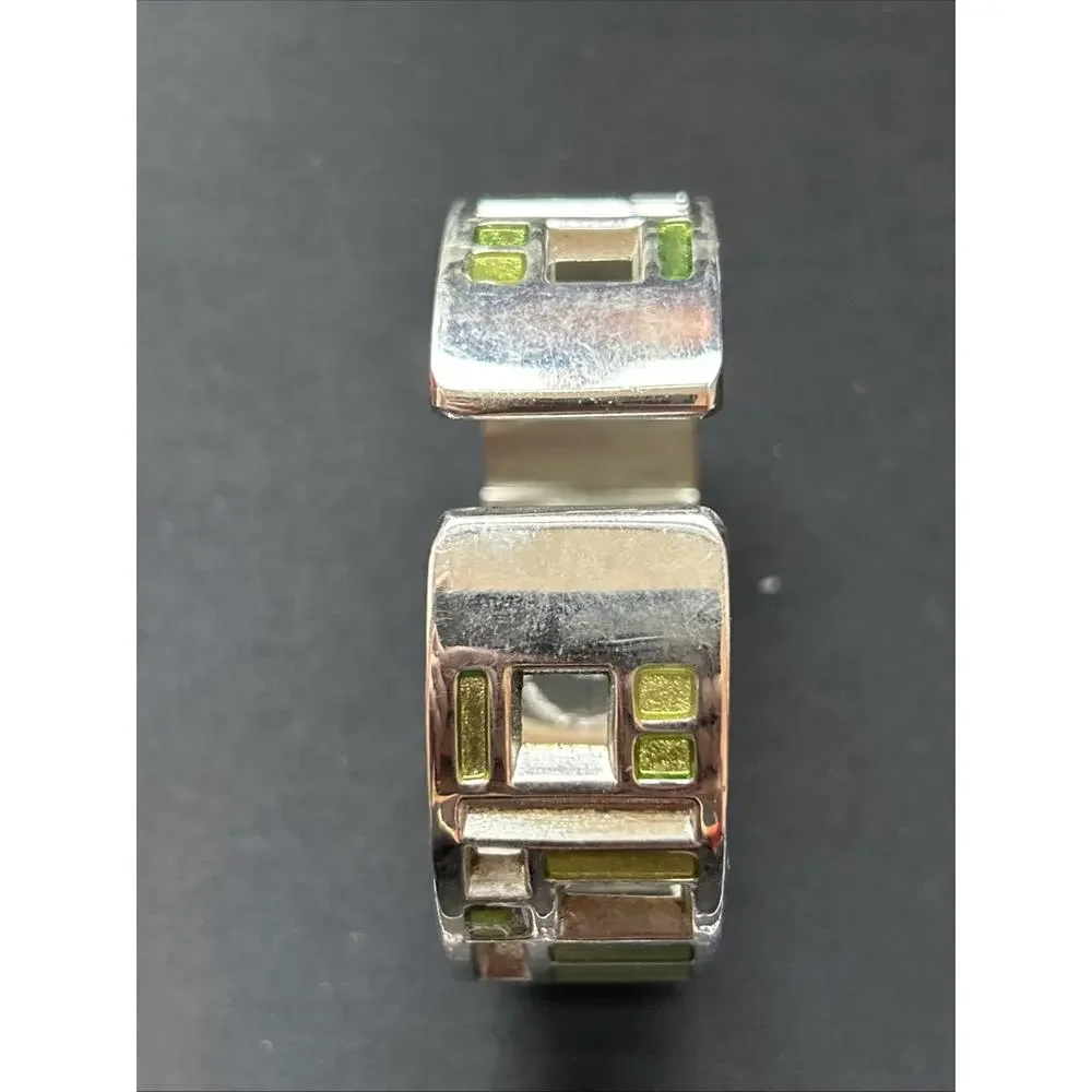 Avenue Silver Tone Green Dial Women’s Cuff Watch